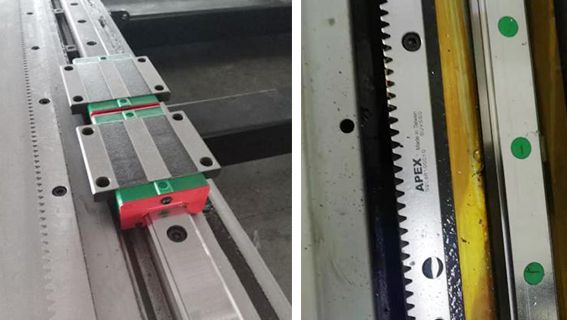 X 및 Y 축 기어 - 랙 전송 시스템